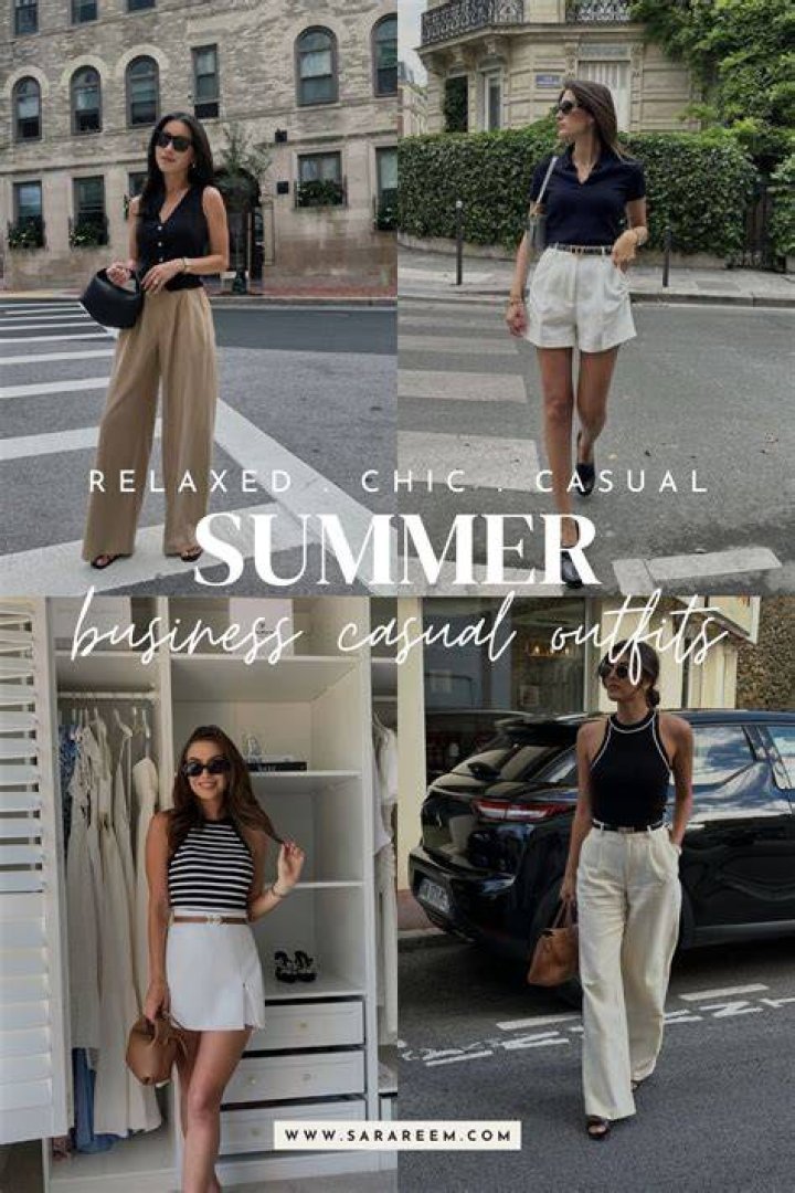 A relaxed summer outfit featuring a cream ribbed tank, beige wide-leg trousers, and brown slide sandals